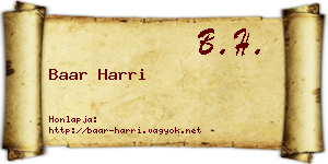 Baar Harri névjegykártya